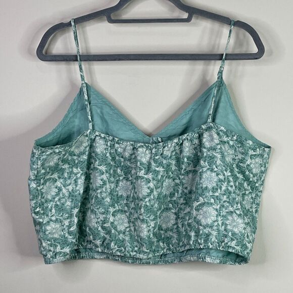 American Eagle 2021 Linen Cotton Floral Crop Top Blouse Women's Size XXL - Picture 2 of 8